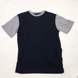 Soft Black Hanes t-shirt with gray contrast sleeves